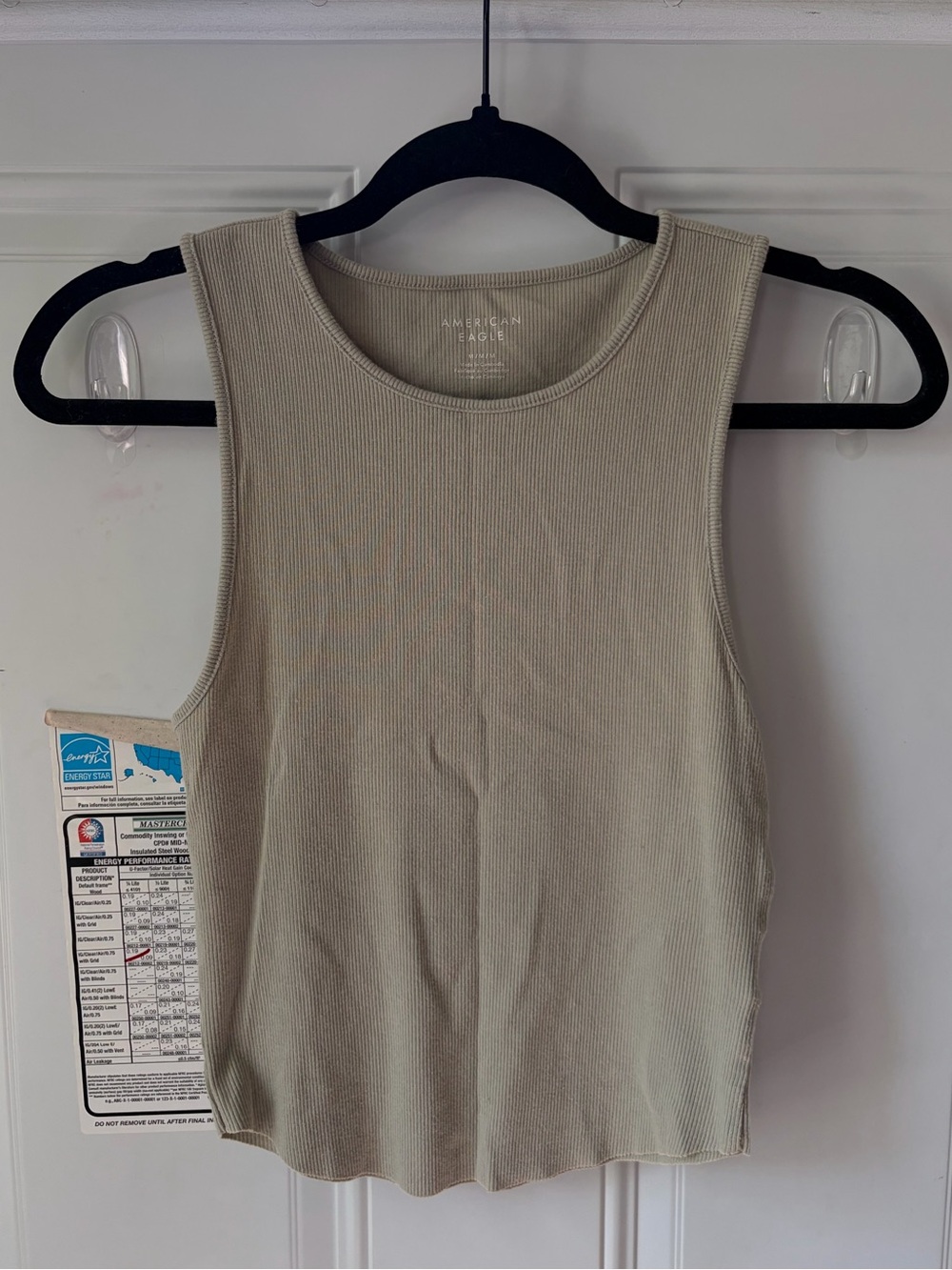 American Eagle Sage Green Ribbed High-Neck Tank 🍃